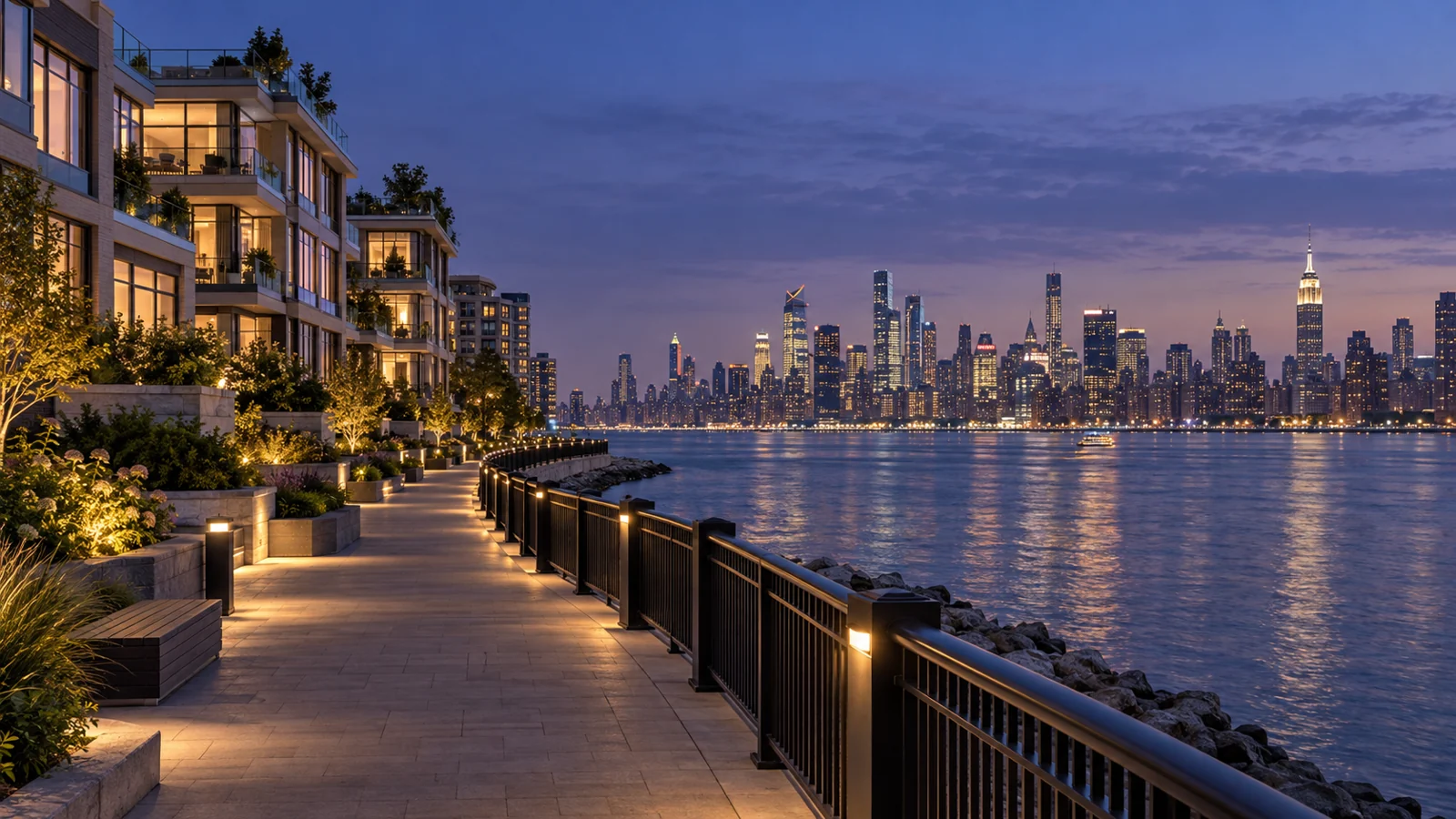 Concept rendering of Weehawken and West New York-inspired riverfront living